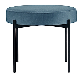 Sitzbank meet® by Paperflow GAIA, rund, Samtbezug blau, 4-Fußgestell mattschwarz, B 575 x T 575 x H 455 mm