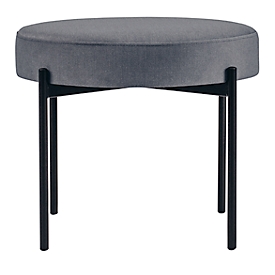 Sitzbank meet® by Paperflow GAIA, rund, Samtbezug grau, 4-Fußgestell mattschwarz, B 575 x T 575 x H 455 mm