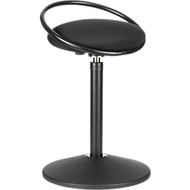 Sitzhocker ROVO SOLO mit Ring, 3D-Gestrick, schwarz/schwarz