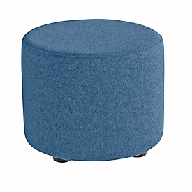 Sitzhocker TAPA Round, Sperrholz, gepolstert, Schurwolle-Bezug, blau