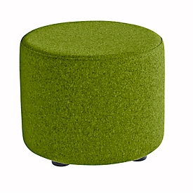 Sitzhocker TAPA Round, Sperrholz, gepolstert, Schurwolle-Bezug, grün