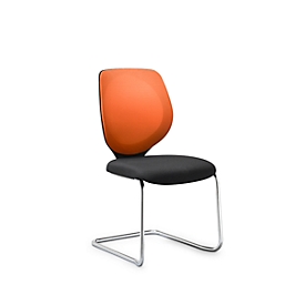 Sledestoel GIROFLEX 353, met gazen rugleuning, precisiebuis stapelbaar, zonder armleuningen, oranje/zwart