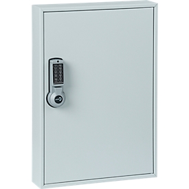 Sleutelkast ELO, met 30 haken, met beveiligde haken, elektrisch slot incl. 9 V blokbatterij, lichtgrijs RAL 7035