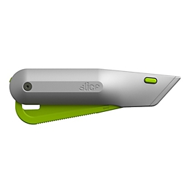 SLICE Sicherheitsmesser, für Links-/Rechtshänder, Auto-Klingenrückzug, Metall, blau-grau