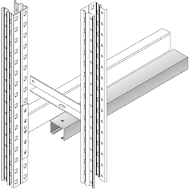 Sliding safety catch, galvanized, inside body width 1900 mm, for pallet racking PR