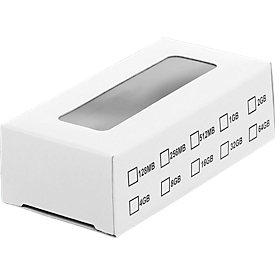Slim Box für USB-Sticks, mit transparentem Sichtfenster, weiß