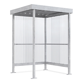 Smoking shelter WSM Jena, outdoor, for 2-3 persons W 1550 x D 1550 x H 2360 mm, galvanized