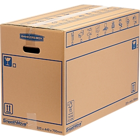 SmoothMove Standaard verhuisdoos, 2-laags golfkarton, etikettenveld, 440 x 330 x 70 mm, 100 L, 10 stuks