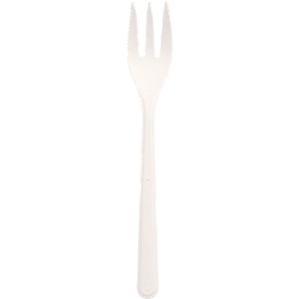 Snack forks Papstar, reusable, extra strong, dishwasher safe, L 130 mm, organic PP, white, 50 pieces