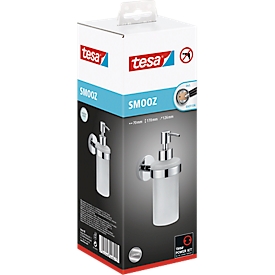 Soap dispenser set tesa Smooz, 200 ml, refillable, innovative adhesive solution, chrome-plated
