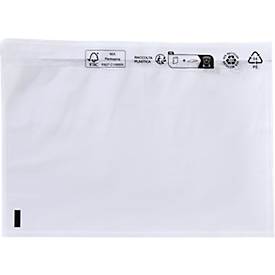 Sobre para documentos/albarán SecurePack, C5, sin impresión, autoadhesivo, resistente al agua, papel kraft con certificación FSC®, transparente, 250 unidades