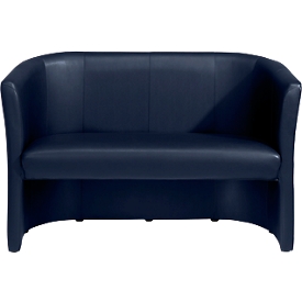 Sofá de dos plazas Club, estética de cuero, azul oscuro