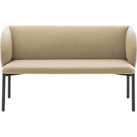 Sofa Leyform LIV, 2-Sitzer, rechteckig, B 1270 x T 620 x H 740 mm, mit Armlehnen & Gleitern, Stoffbezug, beige