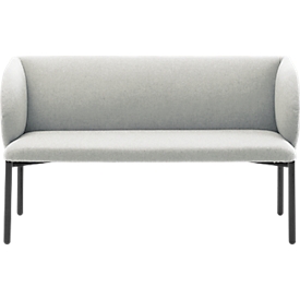 Sofa Leyform LIV, 2-Sitzer, rechteckig, B 1270 x T 620 x H 740 mm, mit Armlehnen & Gleitern, Stoffbezug, hellgrau