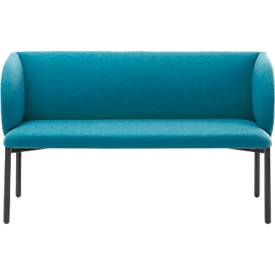 Sofa Leyform LIV, 2-Sitzer, rechteckig, B 1270 x T 620 x H 740 mm, mit Armlehnen & Gleitern, Stoffbezug, petrol