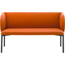 Sofa Leyform LIV, 2-Sitzer, rechteckig, B 1270 x T 620 x H 740 mm, mit Armlehnen & Gleitern, Stoffbezug, terracotta