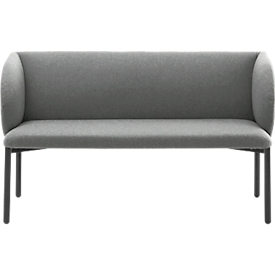Sofa Leyform LIV, 2-zits, rechthoekig, B 1270 x D 620 x H 740 mm, met armleuningen &amp; glijders, stoffen bekleding, grijs