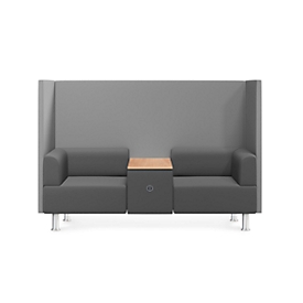 Soft-Seating-System BE SOFT, 2 Sitze, mit Tisch, m. Akustik-Panel, inkl. Steckersystem, schwarz-grau