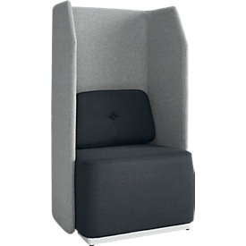 Soft Seating System BE SOFT, fauteuil, zonder tafel, w. akoestisch paneel, zwart-grijs