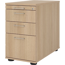 Sokkel Breno 13336, lade voor schrijfgerei en hangmappen, B 428 x D 800 x H 720-760 mm, spaanplaat, eiken