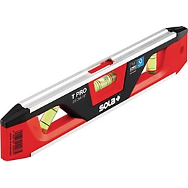 SOLA Torpedowasserwaage T PRO, 23 cm, Aluminium/ABS Kunststoff, Magnetstreifen, V-Nut, Messgenauigkeit 1 mm/m