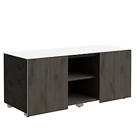 SOLUS PLAY multidisc file system, 2 sliding doors, 2 open compartments, without handles, W 1350 x D 523 x H 583 mm, dark oak, 2 sliding doors, 2 open compartments, without handles, W 1350 x D 523 x H 583 mm, dark oak