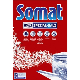 Somat Sal especial lavavajillas 5 en 1, 1,2 kg, de grano grueso, antical activa, para lavavajillas