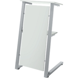 Soporte de altavoz SSI Schäfer, ancho 590 x fondo 620 x alto 1060/1120 mm, marco de acero y paneles de aglomerado, gris claro