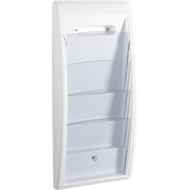 Soporte de pared para folletos Quickfit, 4 compartimentos, DIN A4, blanco