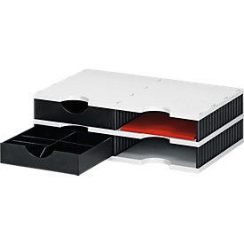 Sortierstation Set Styro styrodoc Trio, 4 Fächer, schwarz-grau/schwarz