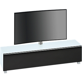 Soundboard Nizza, met TV-houder, zwenkbare houder, 6 vakken, wit glas/mat