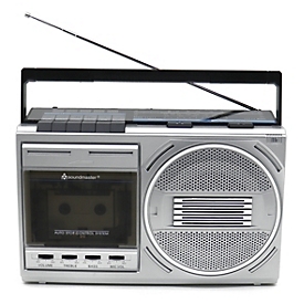 Soundmaster Radio-cassette rétro RR20SI, FM/AM/FM, USB/MP3/Bluetooth, microphone intégré, fonctionnement sur secteur et sur piles, noir