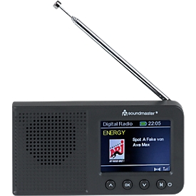 Soundmaster Radio DAB+ avec Bluetooth®, écran couleur, batterie, USB-C, fonction réveil, L 123 x P 25 x H 65 mm