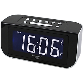 Soundmaster radio-réveil FUR4005, FM PLL, avec horloge radio, réglage de l'heure/date entièrement automatique, écran LCD jumbo, noir