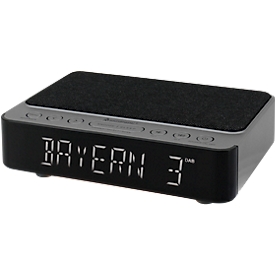 Soundmaster® Uhrenradio UR250AN, DAB+/UKW, 20 Festsenderspeicher, Qi-Ladefunktion, USB, Kopfhöreranschluss, schwarz-grau