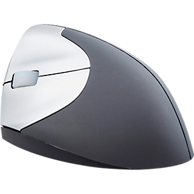 Souris sans fil BakkerElkhuizen Handshake Mouse Wireless, f. Gaucher, ergonomique, 2 boutons et molette de défilement, 400-3200 dpi, récepteur nano USB, noir-argent