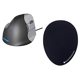 Souris verticale Evoluent4 BakkerElkhuizen, filaire, p. droitiers, noir/argenté, + tapis souris The Egg