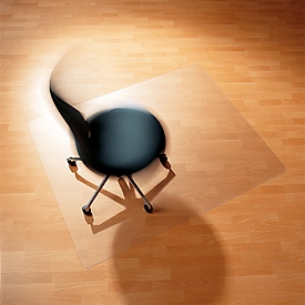 Sous-couche pour chaise de bureau ECO GRIP SOLID, pour sols durs, couche adhérente VAB, antidérapante & difficilement inflammable, 900 x 1200 mm, PC & PUR, transparent
