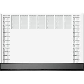 Sous-main Sigel Office, A2, 40 feuilles, bande de protection, calendrier journalier/hebdomadaire, calendrier multilingue sur 2 ans pour 2025-2026, papier FSC®-Mix, gris-blanc