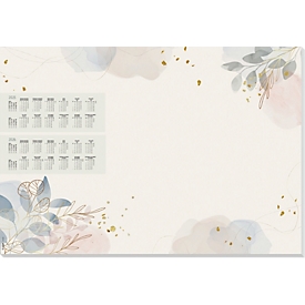 Sous-main Sigel Pastel Garden, A2, 30 feuilles avec motif, calendrier multilingue 2 ans pour 2025-2026, papier FSC®-Mix, multicolore
