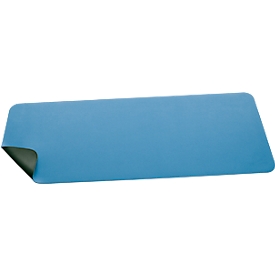 Sous-main Sigel, utilisable des deux côtés, enroulable, pour tous types de souris, L 800 x P 2 x H 300 mm, simili cuir, bleu-vert
