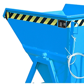 Späne-Kippmulde Bauer SKS 400, Stahl, blau, B 1220 x T 1050 x H 1115 mm, 400 l, bis 1000 kg, Rollen, Ablasshahn, Manuelle Kippvorrichtung