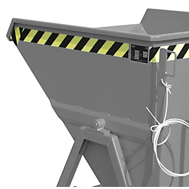 Späne-Kippmulde Bauer SKS 400, Stahl, grau, B 1220 x T 1050 x H 1115 mm, 400 l, bis 1000 kg, Rollen, Ablasshahn, Manuelle Kippvorrichtung