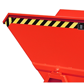 Späne-Kippmulde Bauer SKS 700, Stahl, rot, B 1345 x T 1200 x H 1275 mm, 700 l, bis 1000 kg, Rollen, Ablasshahn, Manuelle Kippvorrichtung