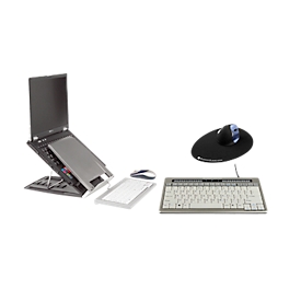 Sparset BakkerElkhuizen Home Working Kit, Laptophalter Ergo-Q 330, Tastatur S-board 840 Design USB, Vertikalmaus Grip Mouse Wireless + Gratis Mauspad