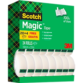 Sparset Klebeband Scotch® Magic™ Tape, 24 Rollen, L 33 m x B 19 mm, Ø 26 mm