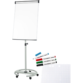 Sparset Maul Flipchart Solid, fahrbar, höhenverstellbar + gratis 1 Block und 4 Stifte