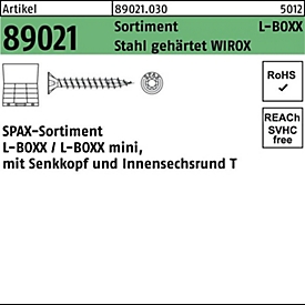 SPAX schroefassortiment R 8902, L-BOXX Mini, WIROX oppervlak, verzonken kop binnenzeskant, Ø 2 mm, 1 stuk