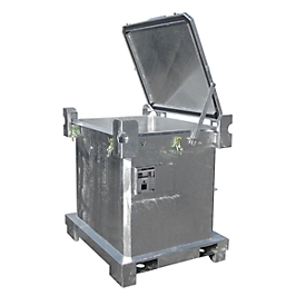 Special waste container BAUER SAP 800, sheet steel, hot-dip galvanised, stackable, W 1200 x D 1000 x H 1235 mm