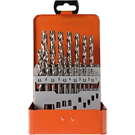 Spiraalborenset Projahn BASIC, 19 korte spiraalboren, in metalen koffer
